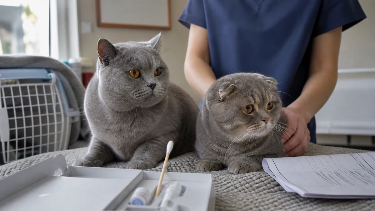 British Shorthair y Scottish Fold durante una consulta de genética veterinaria